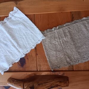 Triumph Lace Bandeau Set - White and Tan